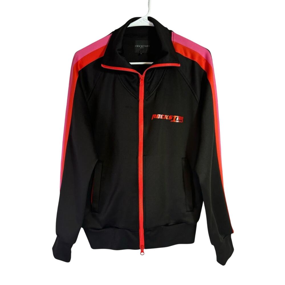 Rockstar Original Black Zip Up Track Jacket Size Large 0179